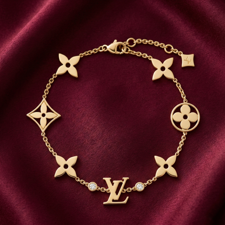 LV Idylle Blossom Monogram Bracelet, Gold Filled