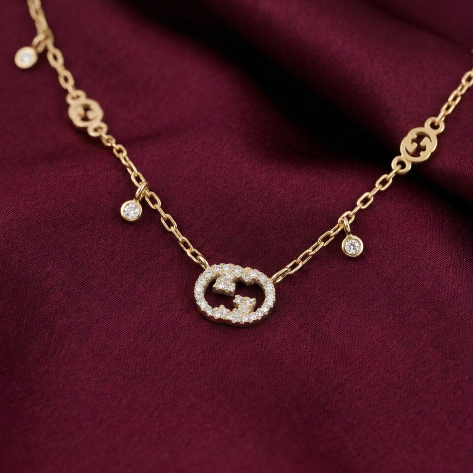 Gucci Interlocking Sterling Silver Necklace, Gold Filled