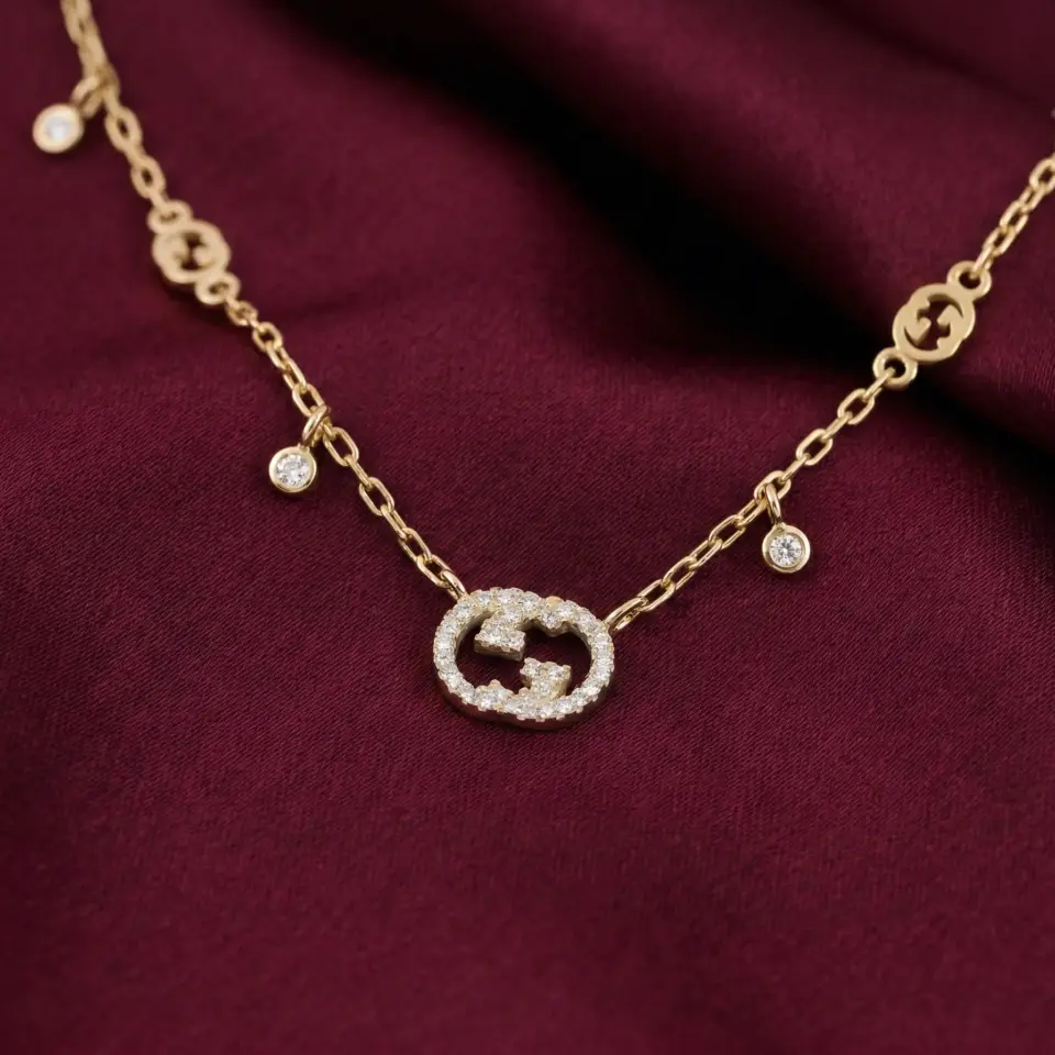 Gucci Interlocking Sterling Silver Necklace, Gold Filled