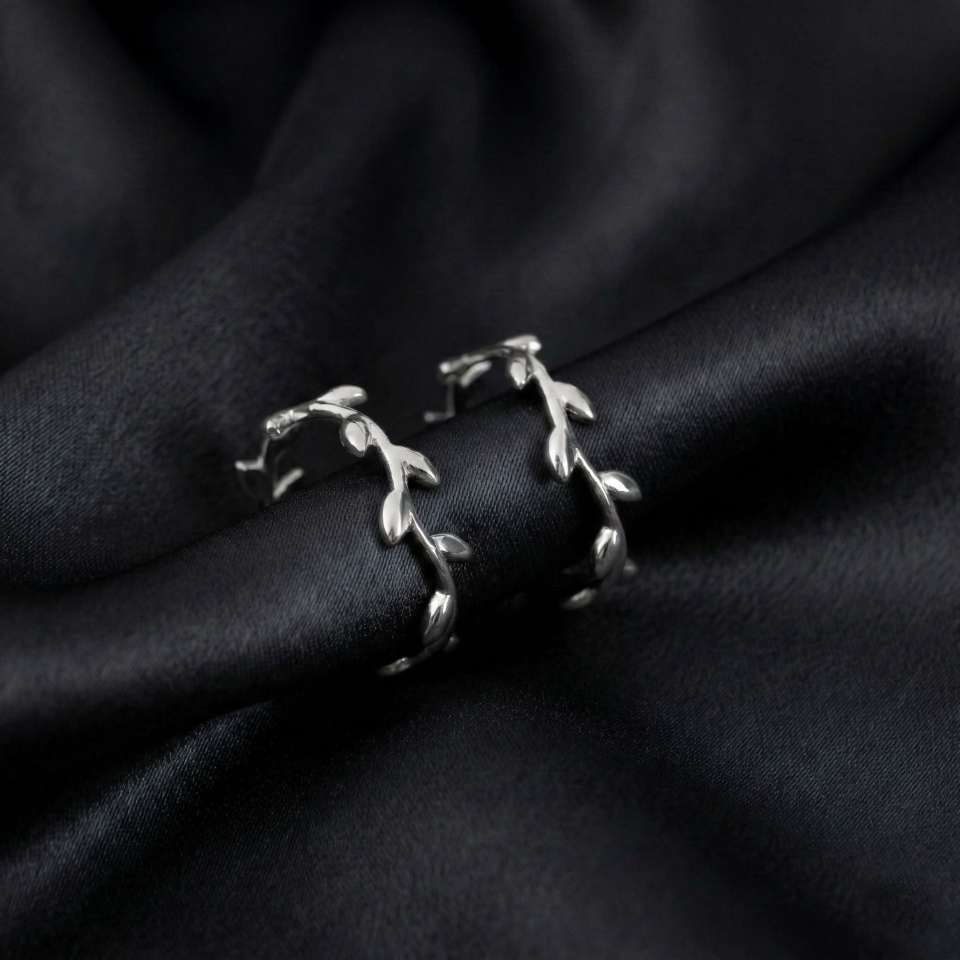 Tiffany Olive Leaf Hoop Earrings