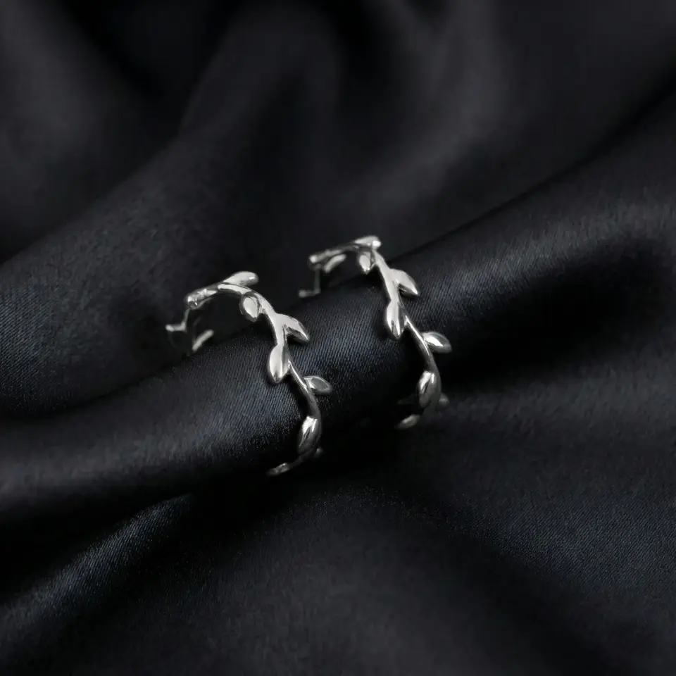 Tiffany Olive Leaf Hoop Earrings