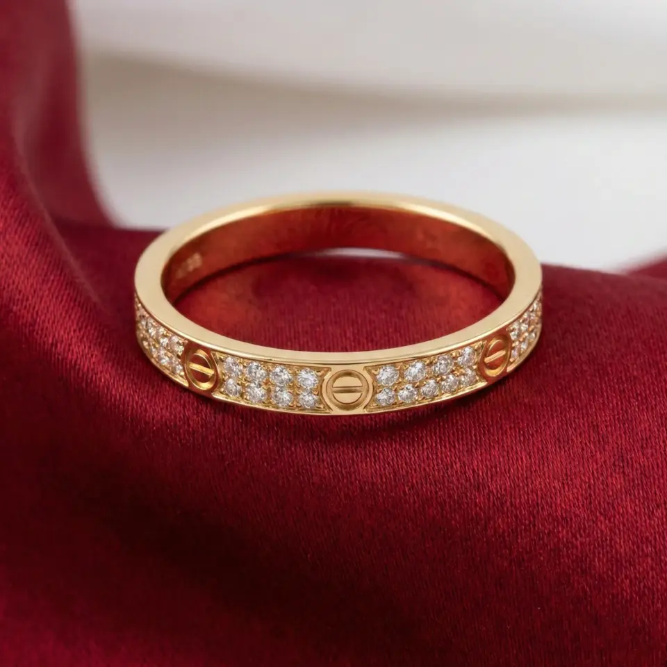 Cartier's, LOVE Ring, Mini Model, Paved, Gold Filled