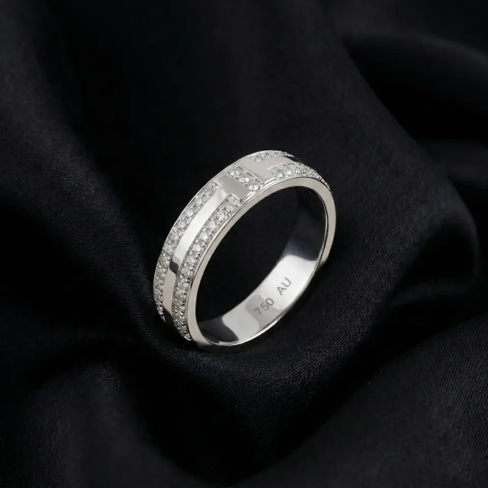 Tiffany T Wide Pavé Stone Ring