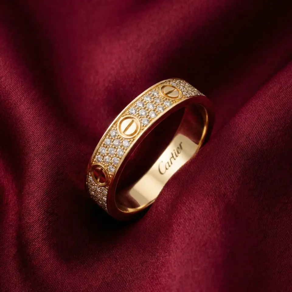 Cartier's, LOVE Ring Pave Stone, Gold Filled