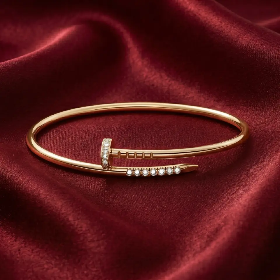 Cartier Juste un Clou bracelet, small model, reverse-set stones Gold Filled
