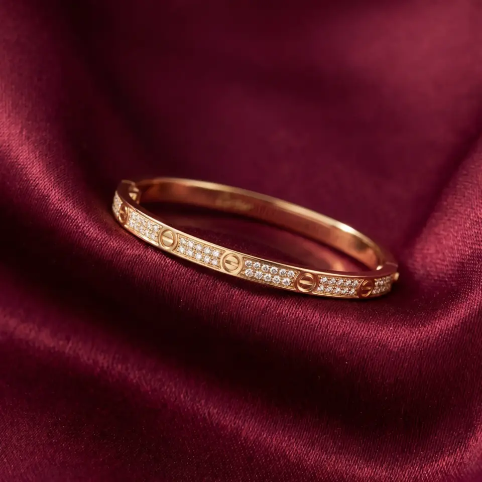 Cartier LOVE bracelet, small model, paved Gold Filled