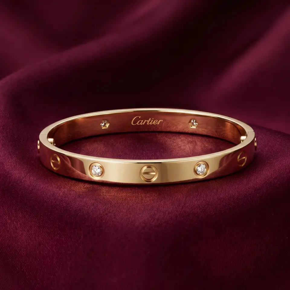 Cartier LOVE bracelet, classic model, 4 stones Gold Filled