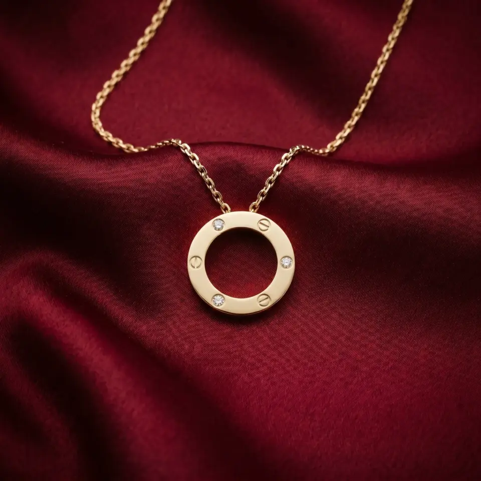 Cartier, LOVE, 3 stones Necklace Gold Filled