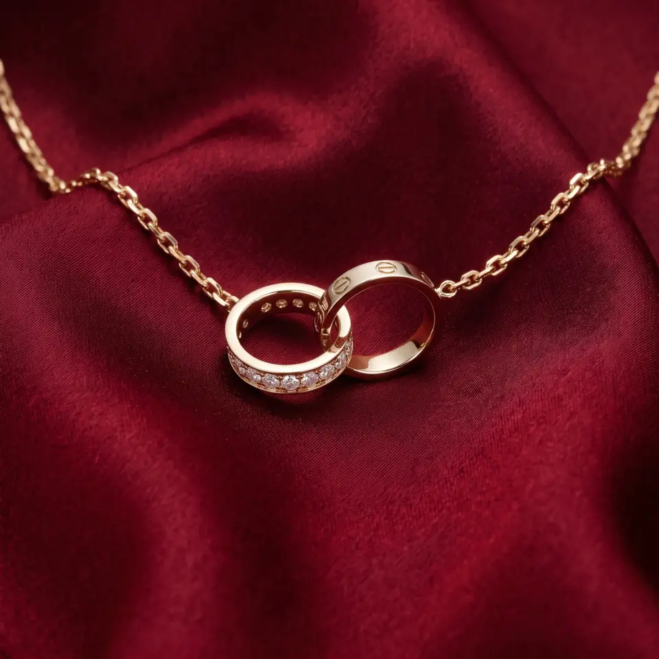Cartier, LOVE half-paved Necklace Gold Filled
