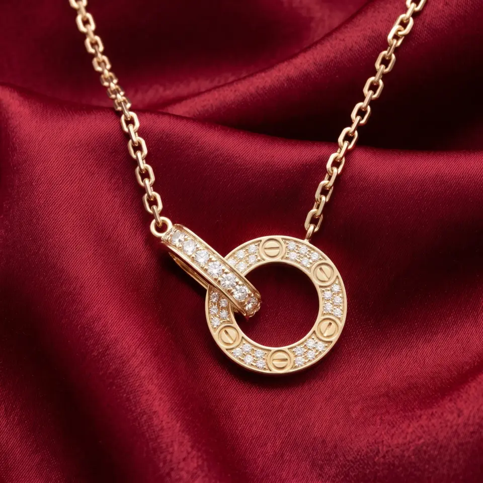 Cartier, LOVE paved Necklace Gold Filled
