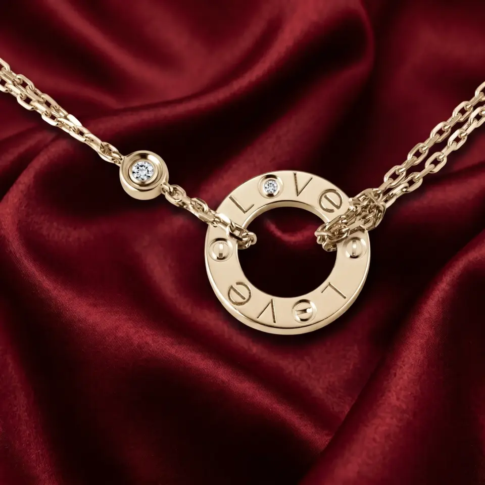 Cartier, LOVE, 2 stones Necklace Gold Filled