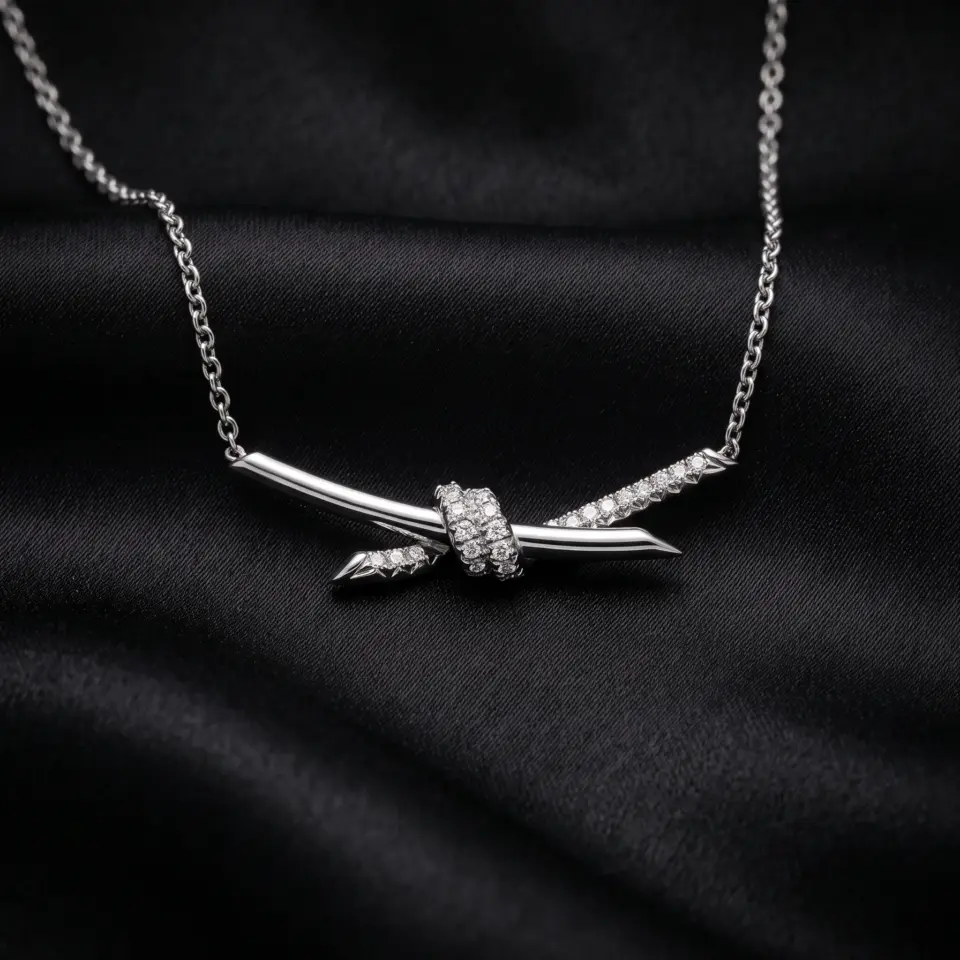 Tiffany Knot half-paved Necklace