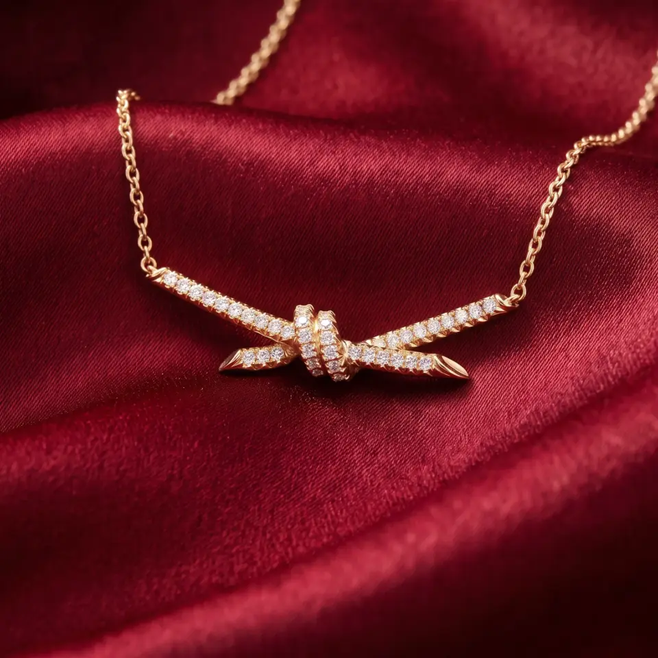 Tiffany Knot paved Necklace Gold Filled